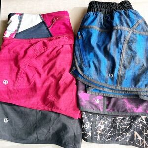 Lot of 5 Lululemon Sz 6 Running Shorts - Tracker Short (3) & Run Times Short (2)
